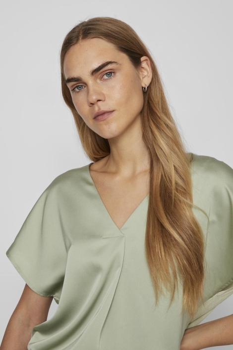 Vila viellette v-neck s/s satin top - no